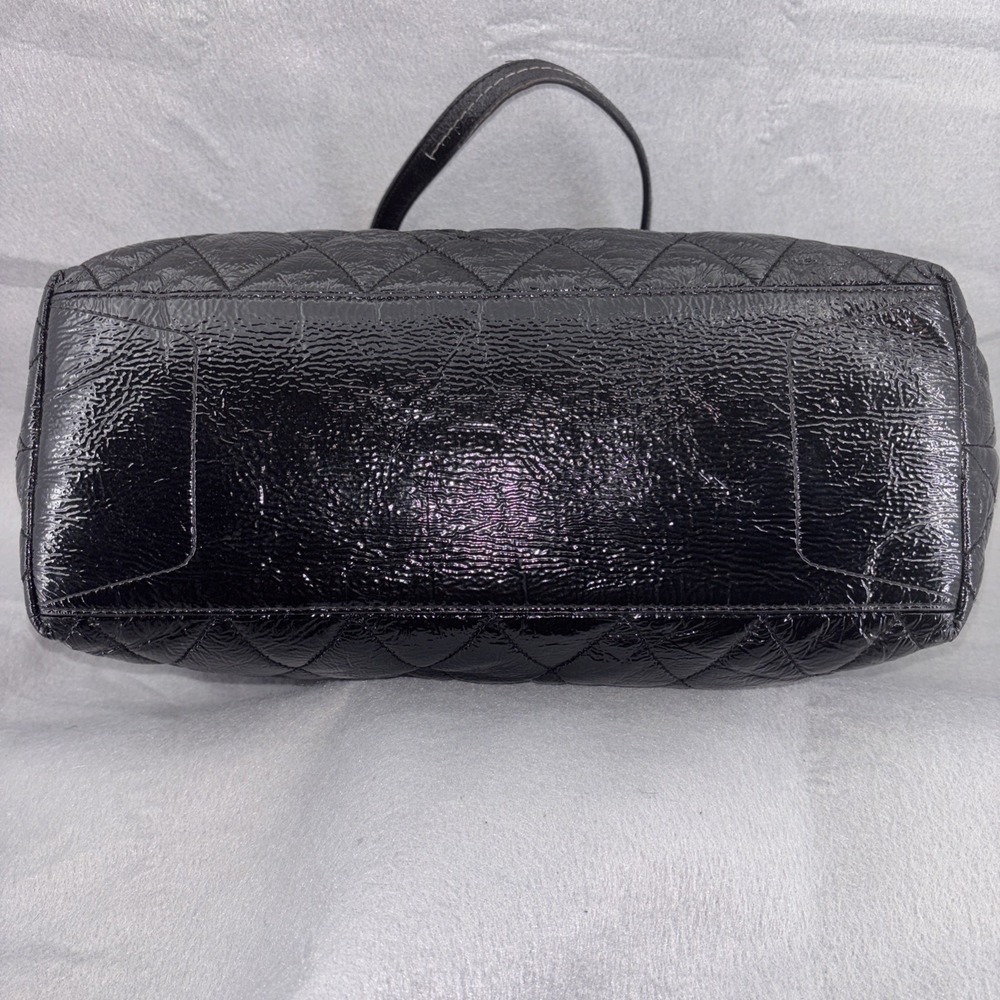 COACH Poppy Signature Quilted Patent Leather Jacquard Black Tote Bag 18676 EUC - Picture 6 of 16